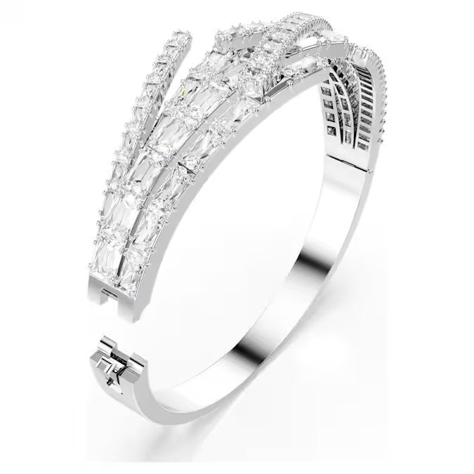 Swarovski Matrix Bracelet, Combination of Cuts, White, Rhodium Lacquered