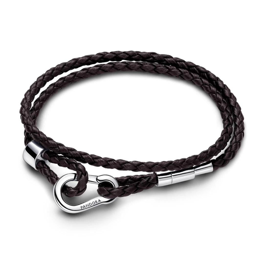 Pulseira Pandora Brown Braided Double Leather - Ana Joalheiros