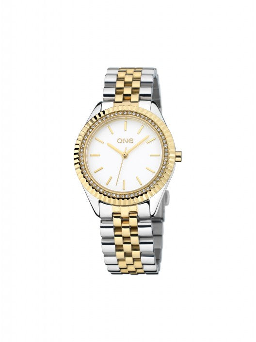 Relogio One Senhora Celebrity Bicolor White Dial - Ana Joalheiros