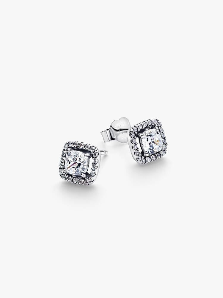 Brincos Pandora Square Halo Stud