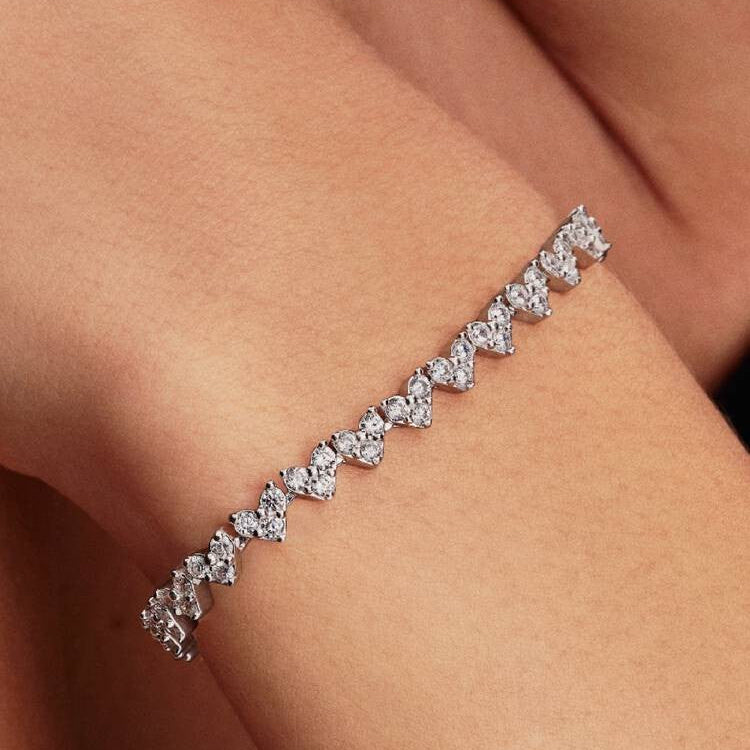 Pulseira Pandora Coração Pedra Tripla