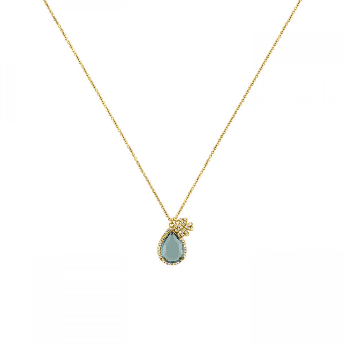COLAR UNIKE FUN W24 CLOVER AND BLUE STONE - Ana Joalheiros