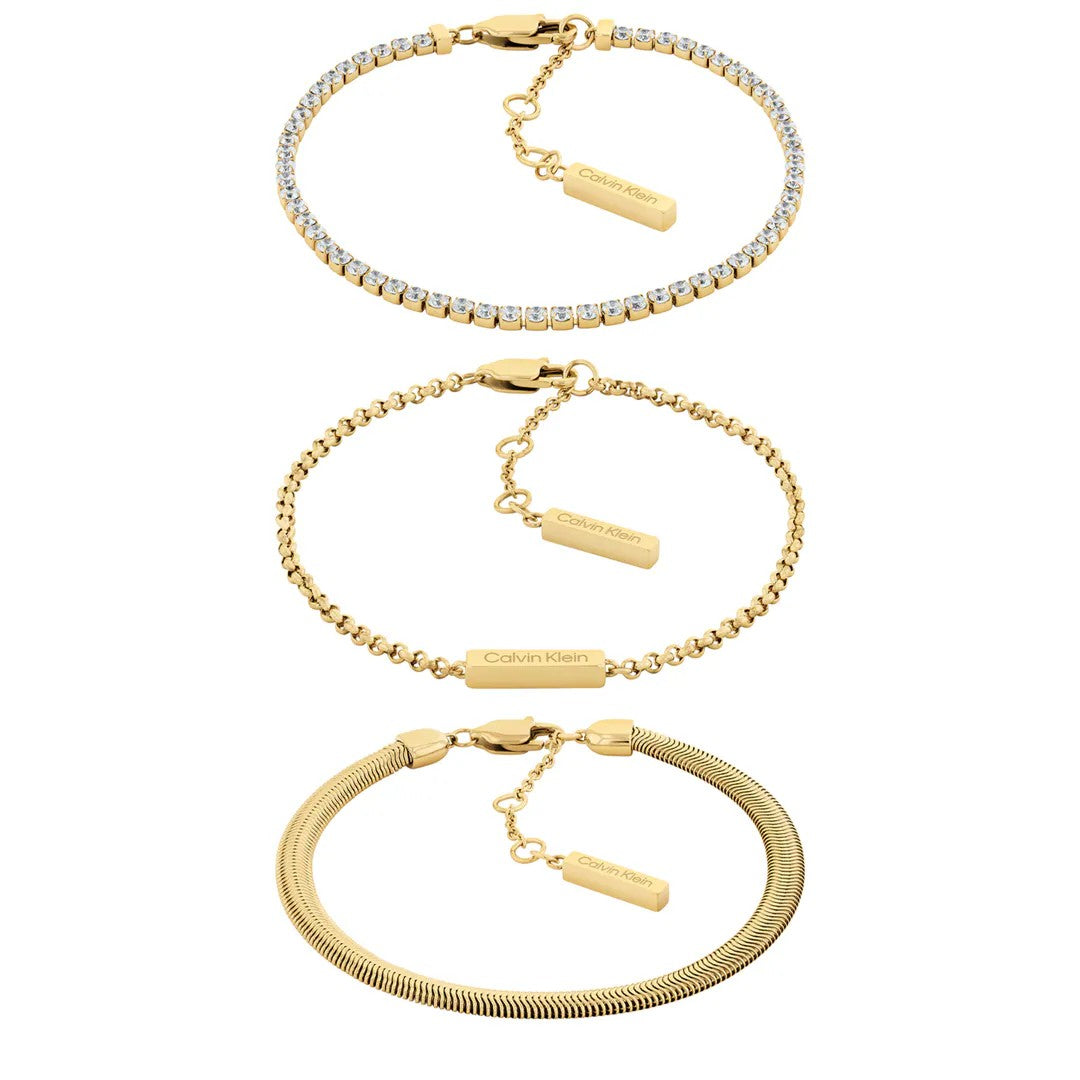 Trio de Pulseiras Calvin klein  Dourado - Ana Joalheiros