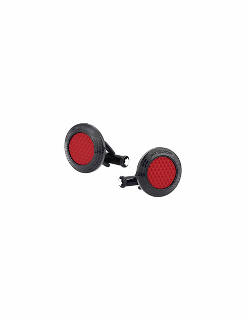 MONT BLANC Botoes de Punho Cufflinks Pirelli Steel Red Steel Lacquer - Ana Joalheiros