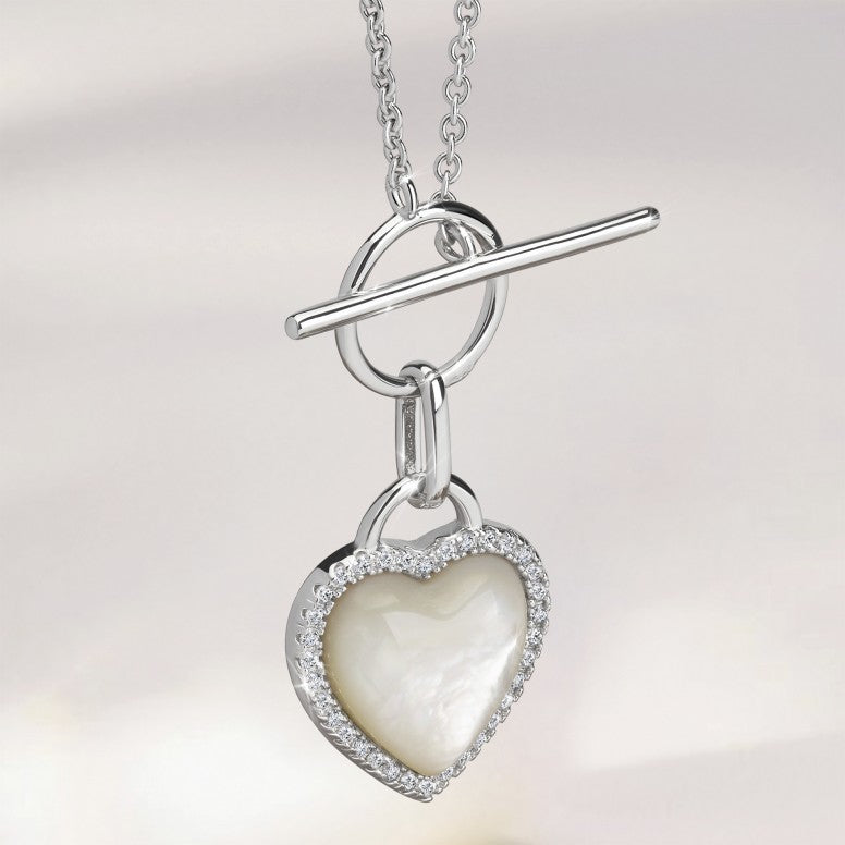 Colar Unike Heart Mother of Pearl Silver