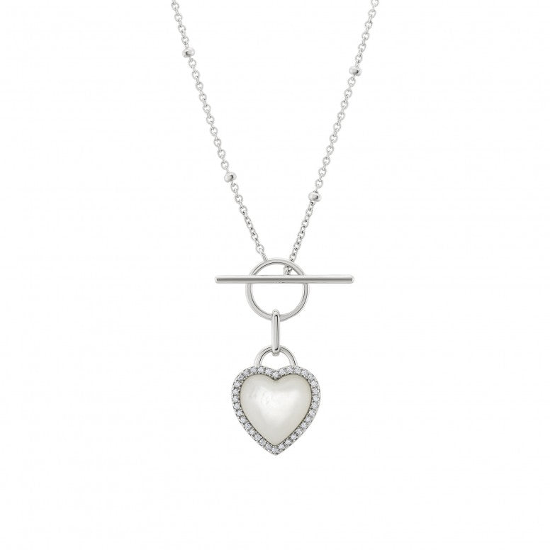 Colar Unike Heart Mother of Pearl Silver