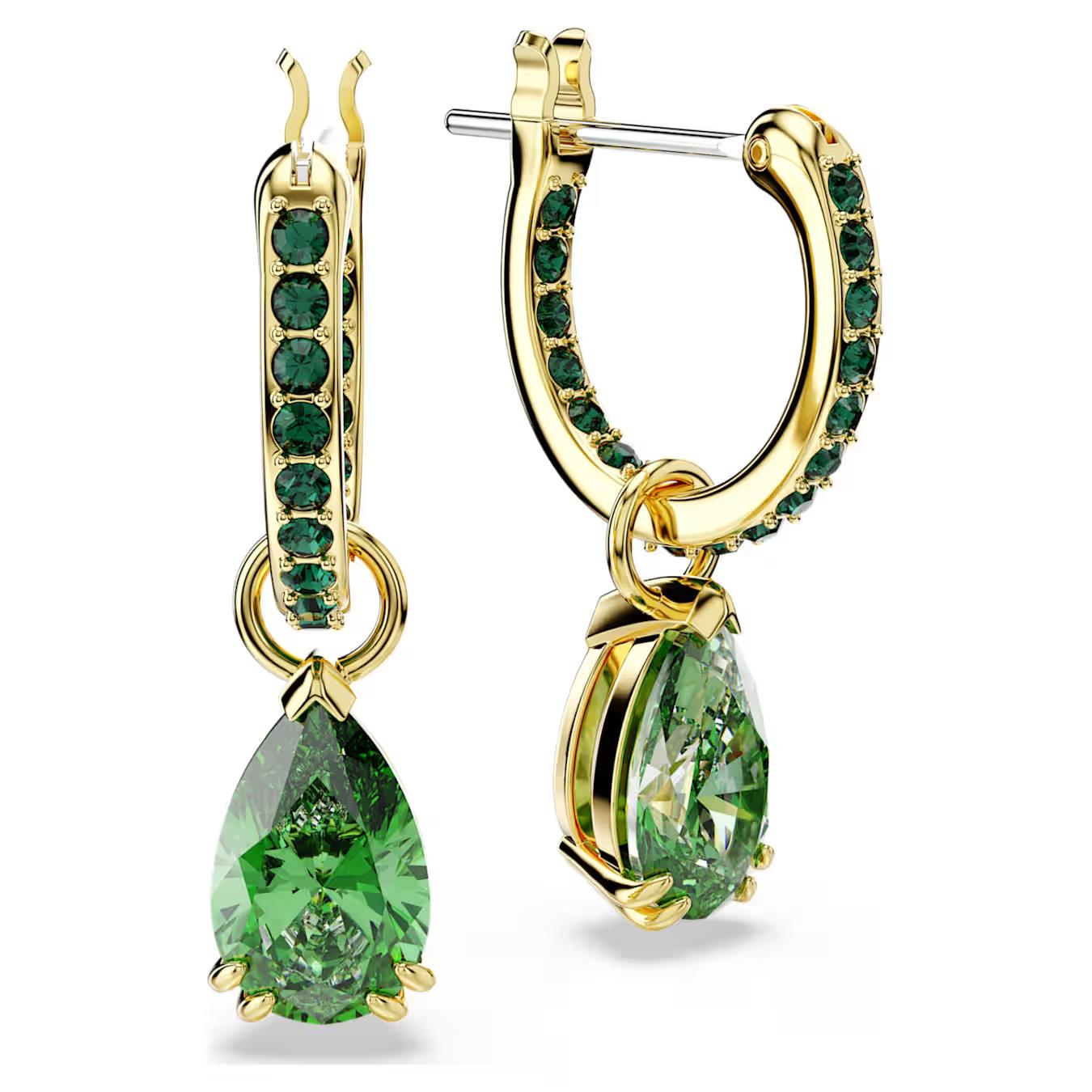 Brincos Swarovski Pear Cut Green - Ana Joalheiros