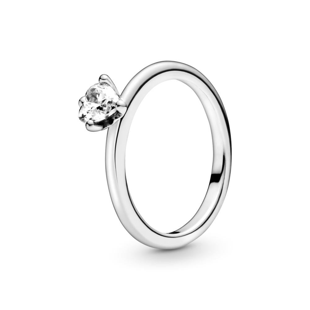 Heart sterling silver ring with clear cubic zirconia - Ana Joalheiros