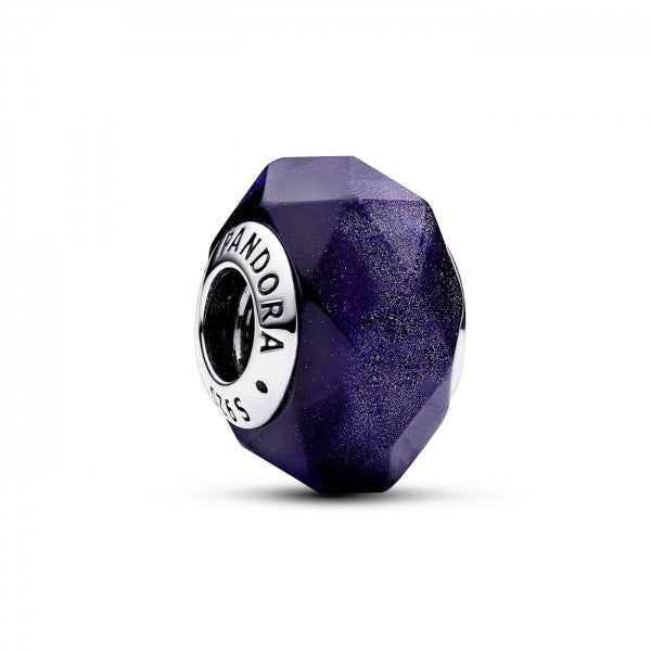 Contas Pandora Sterling silver charm with faceted aventurine blue Murano glass - Ana Joalheiros