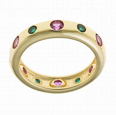 Anel Salvatore Plata Rosa Verde - Ana Joalheiros