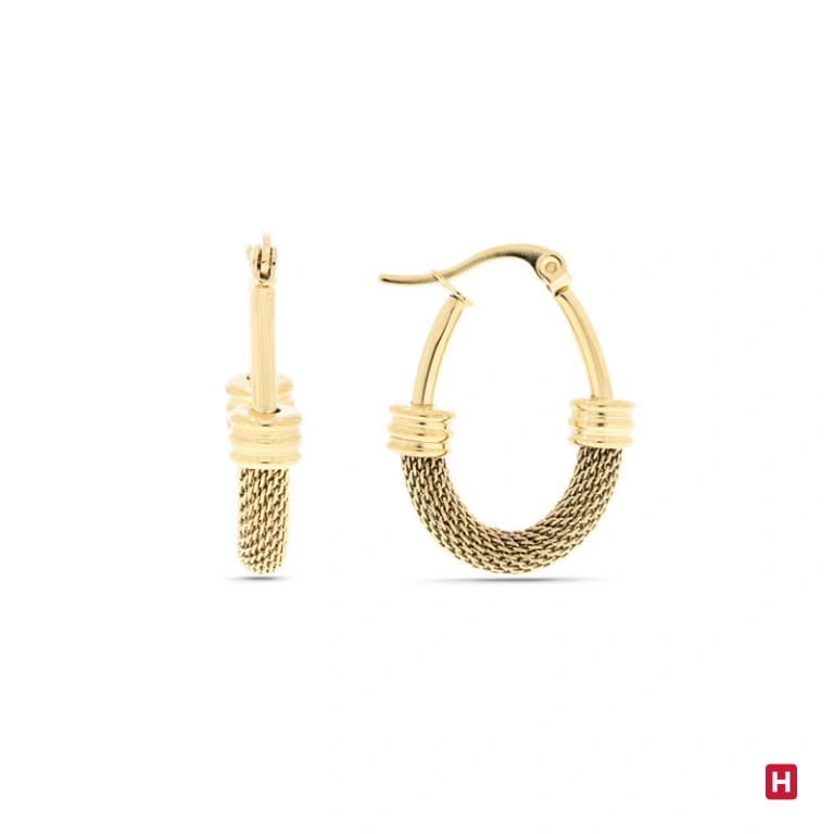 Brincos Hassu Net Golden - Ana Joalheiros