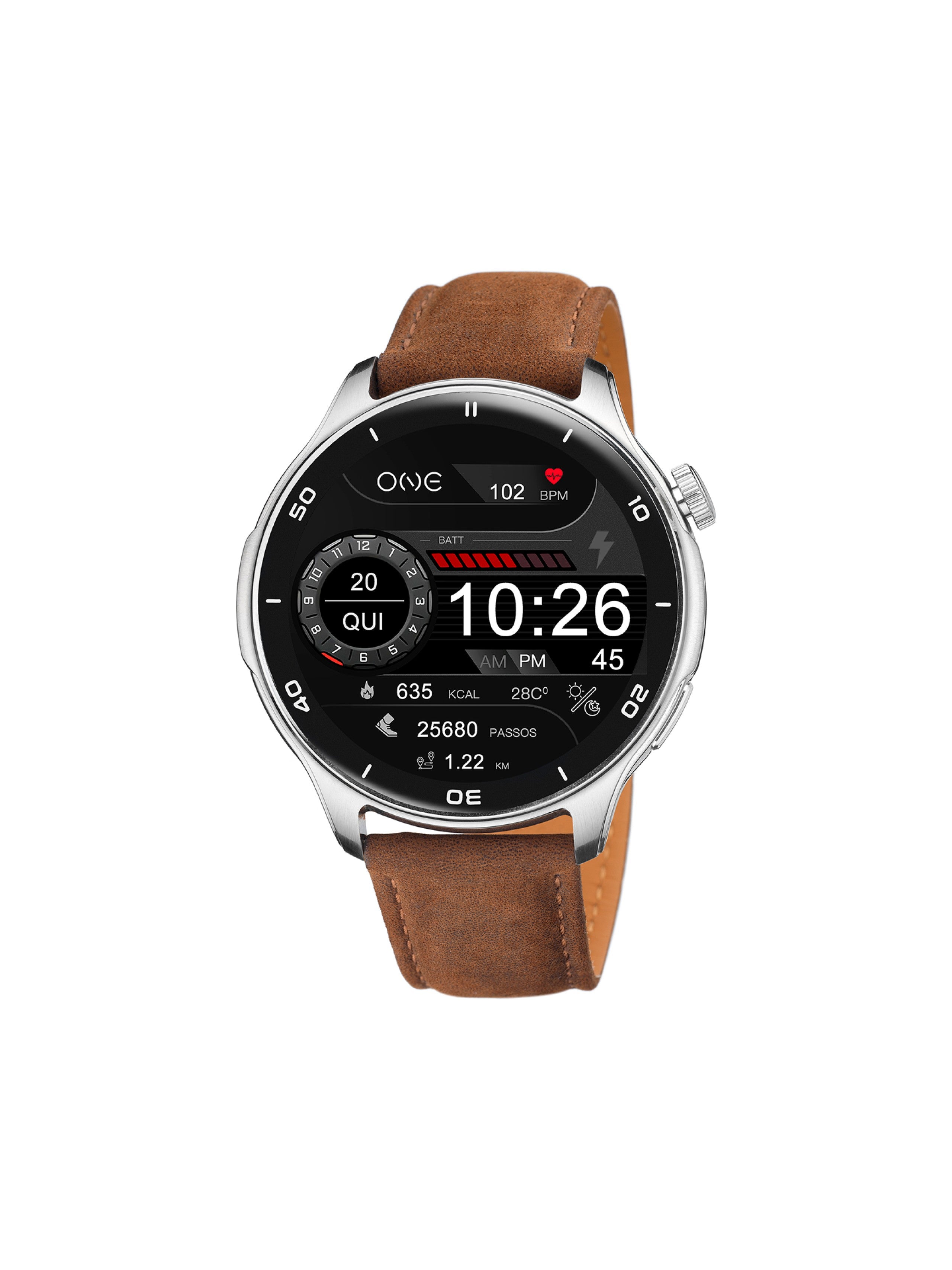 Smartwatch One Men Explorer GPS Brown Leather - Ana Joalheiros