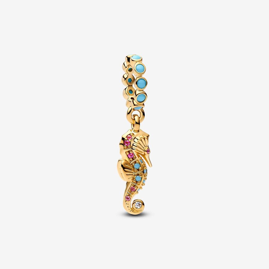 Pendente Pandora Seahorse 14 gold dangle clear - Ana Joalheiros