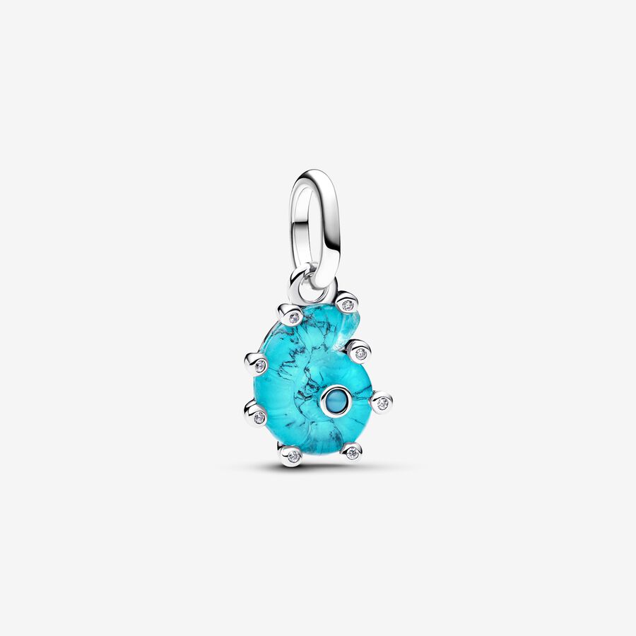 Pendente Pandora Sea Snail Capri Blue crystal - Ana Joalheiros
