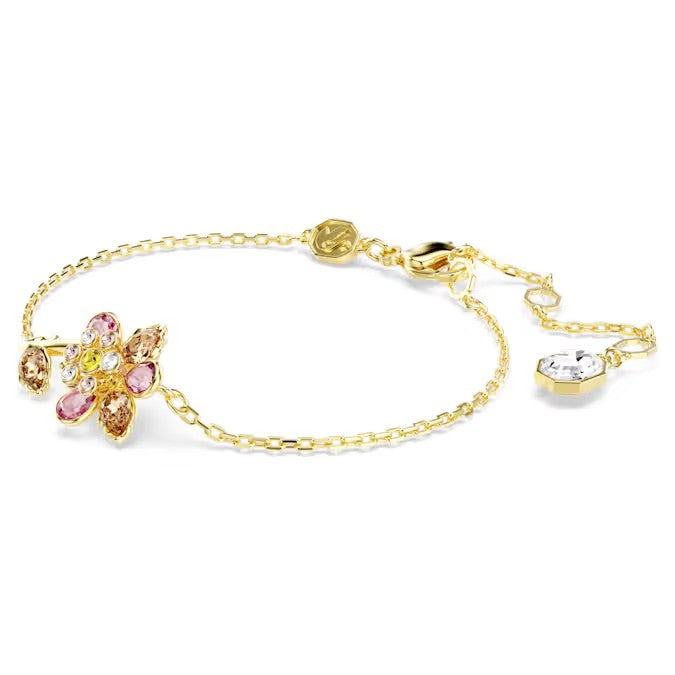 Pulseira Swarovski Idyllia Combinação de lapidações, Flor, Multicor, Lacado a dourado
