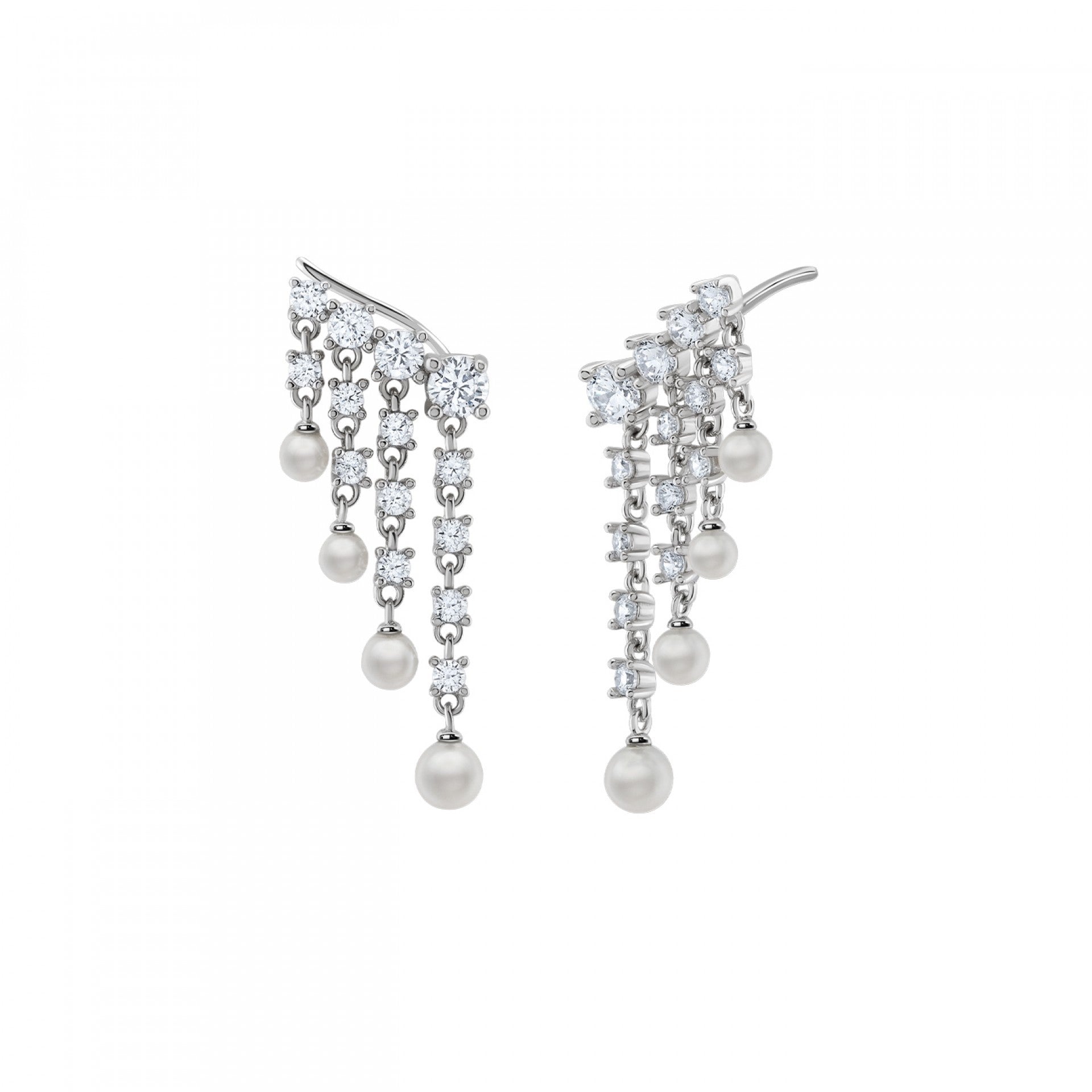 BRINCOS UNIKE FOUR LINES PEARL SILVER