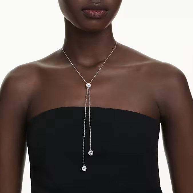 Pendente Swarovski Y Una Angelic Lapidação redonda, Branco, Lacado a ródio