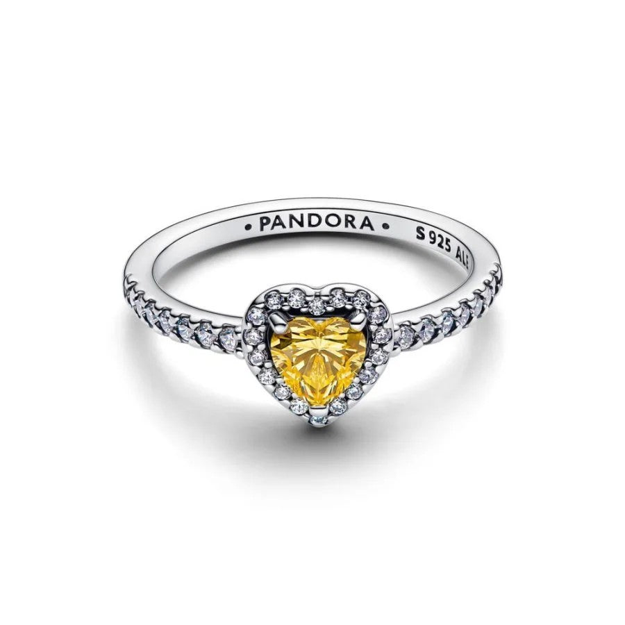 Anel Pandora Coração amarelo