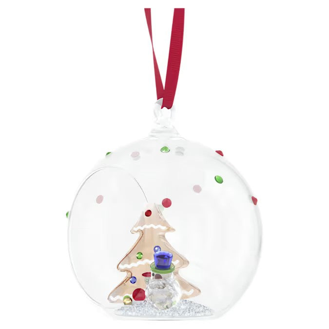 Holiday Cheers Swarovski Decoração Bola com Árvore de Natal e Boneco de Neve