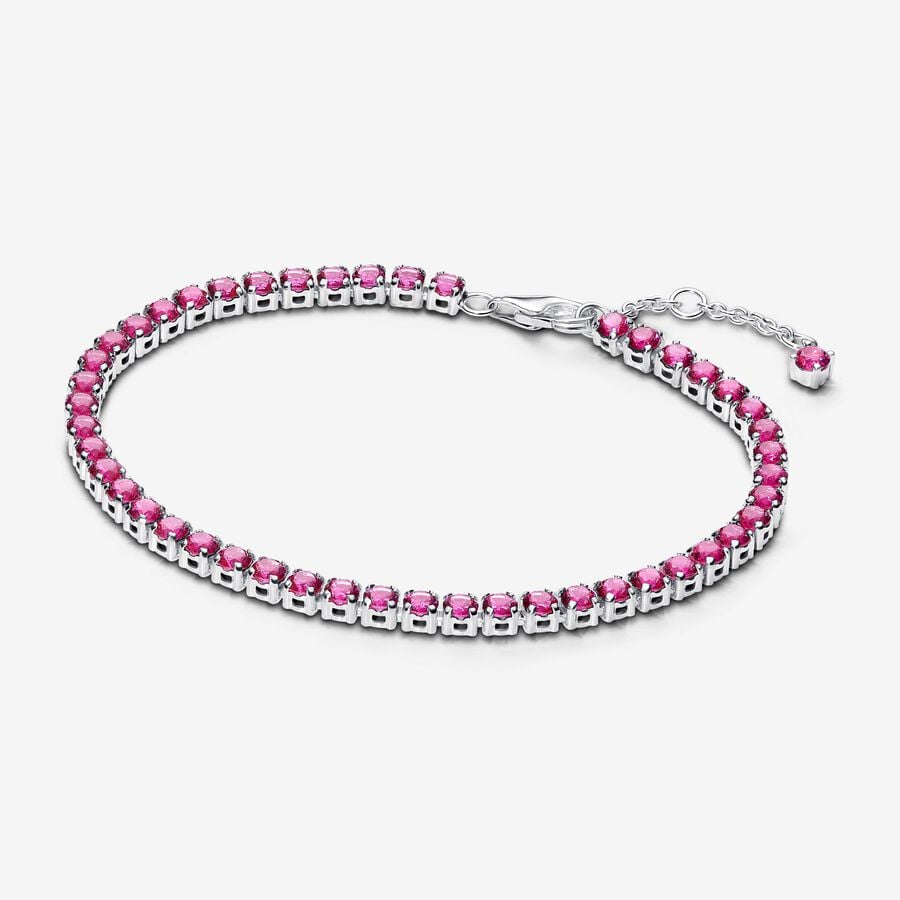 Pulseira Pandora Sterling Silver Tennis Dark prink cristal - Ana Joalheiros