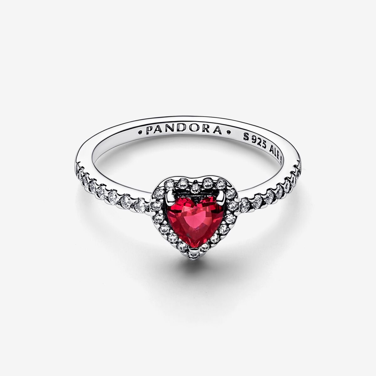 Anel Pandora Sparkling REd Elevated Heart - Ana Joalheiros