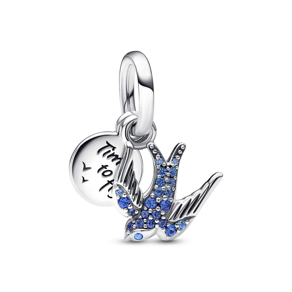 Charm Pandora Sparkling Swallow Quoete Double - Ana Joalheiros