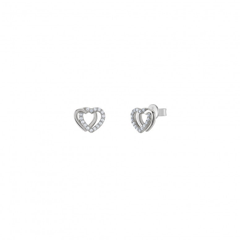 BRINCOS UNIKE DOUBLE HEART SILVER - Ana Joalheiros