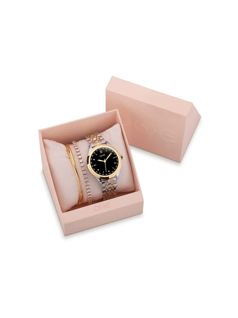 Box One Smartwatch Dazzle Round Bicolor Links