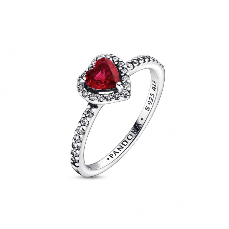 Anel Pandora Sparkling REd Elevated Heart - Ana Joalheiros