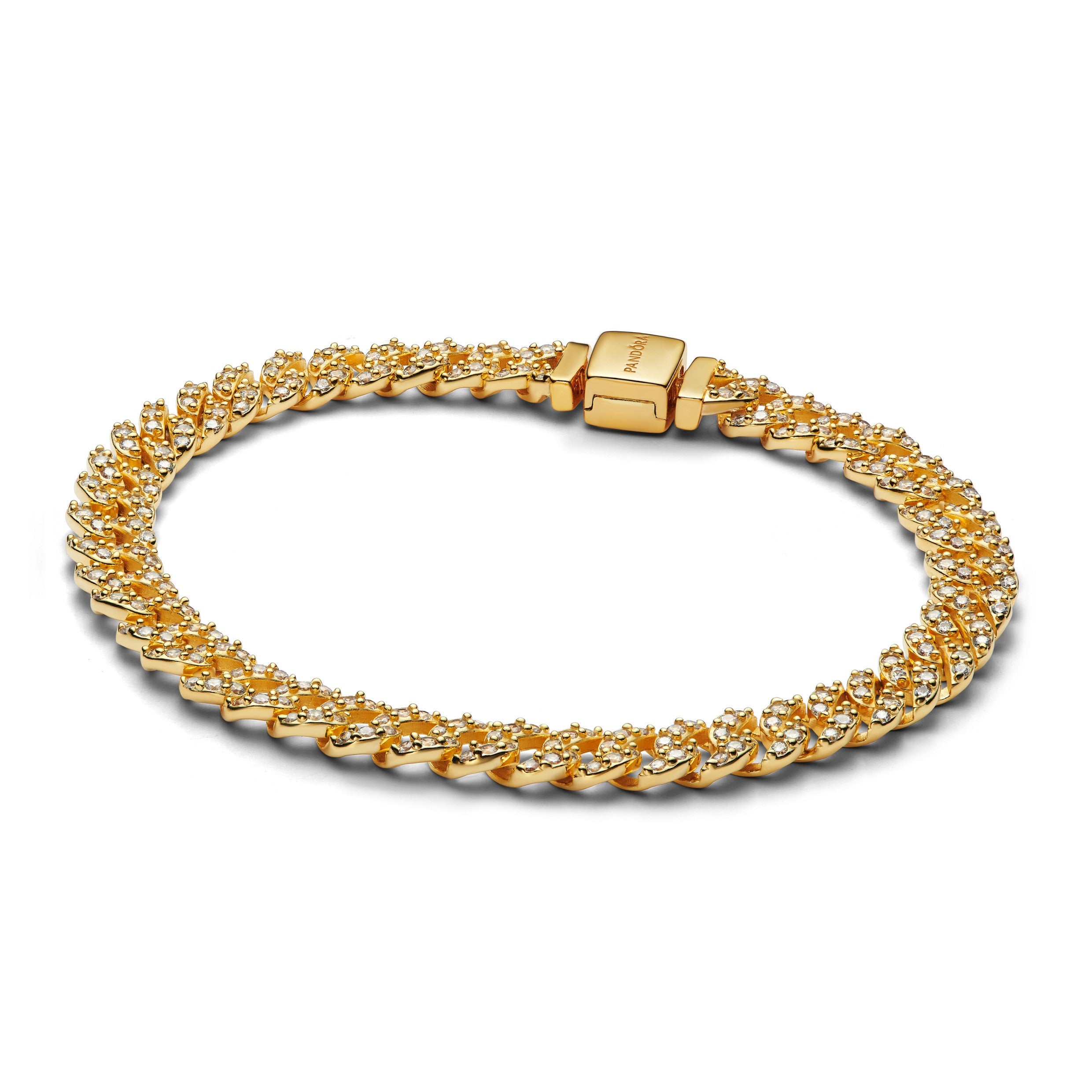 Pulseira Pandora Corrente Cubana Pavé