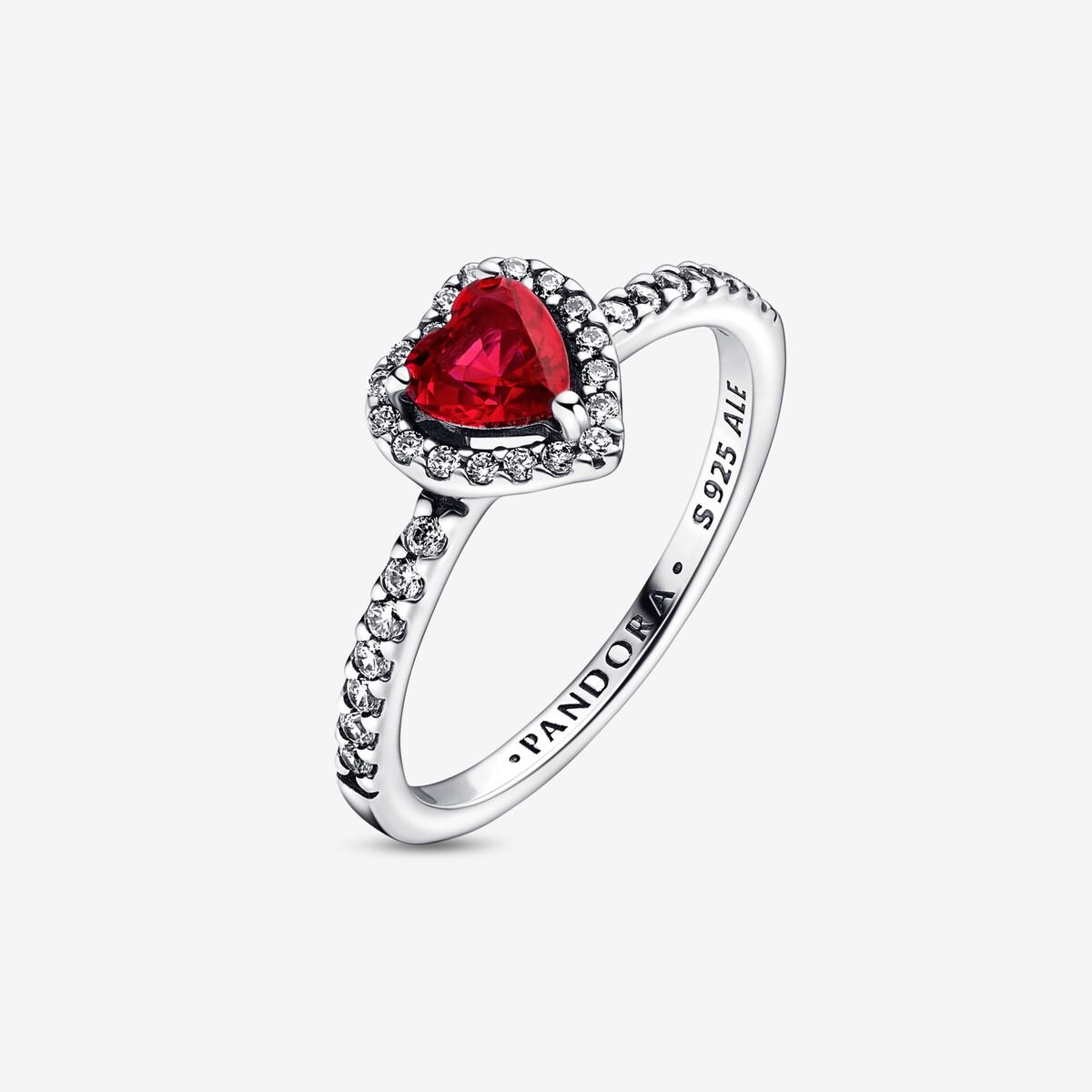 Anel Pandora Sparkling REd Elevated Heart - Ana Joalheiros