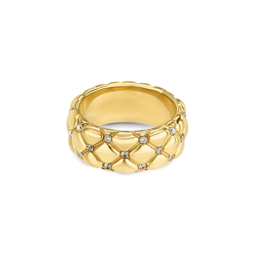 Ana Joalheiros - Anéis One - Anel dourado One Delightful OJDFR03G-7 Zirconias