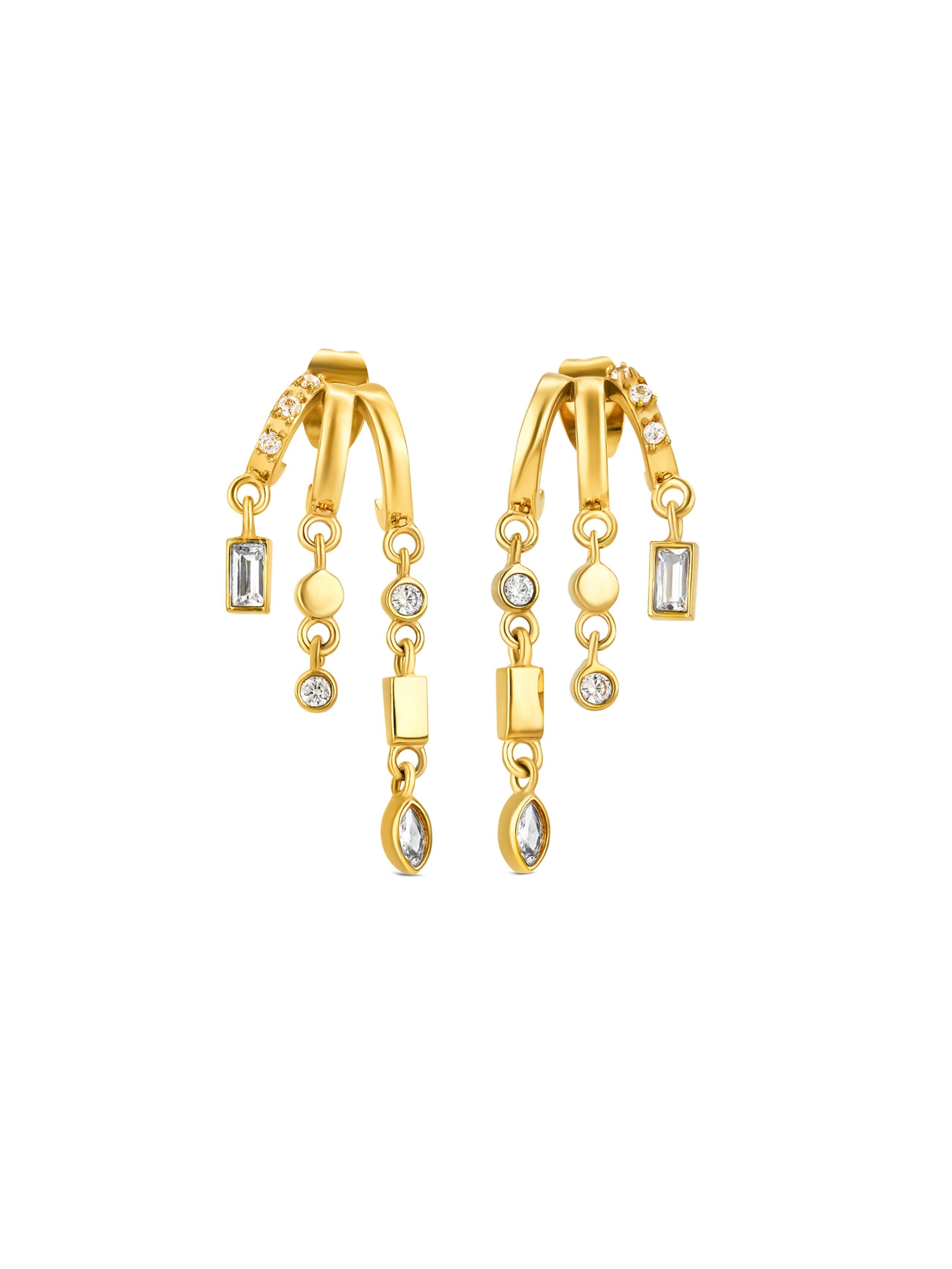 Ana Joalheiros - Brincos Argolas - Brincos One Drop Crystal Golden OJEEP51G