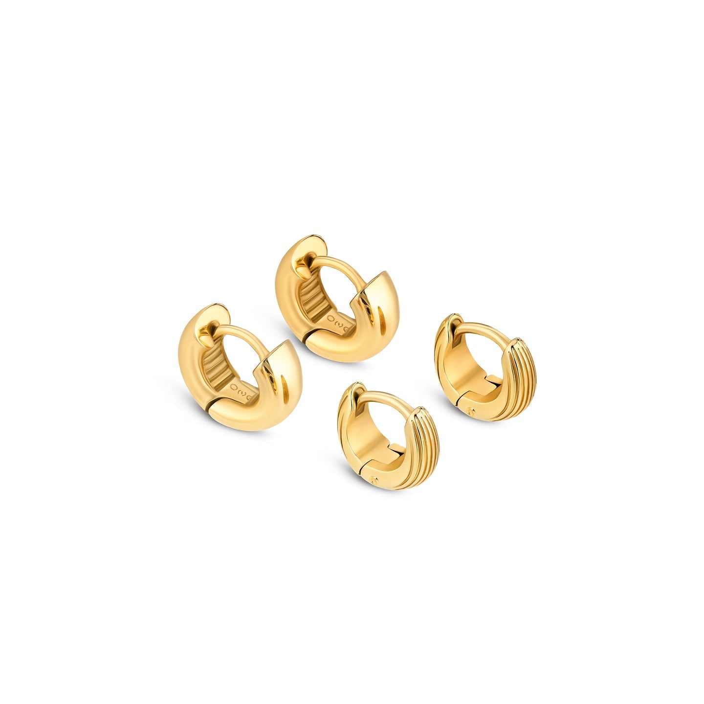 Ana Joalheiros - Brincos Argolas - Brincos One Plissé Gold OJSET21G