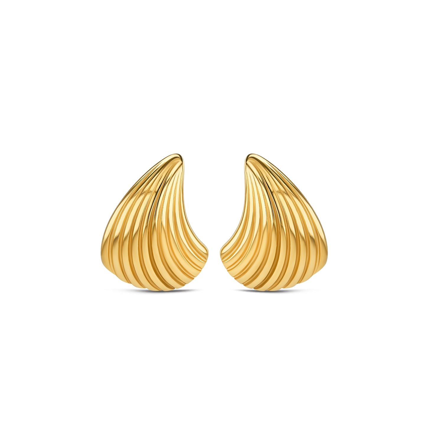 Ana Joalheiros - Brincos Dourados - Brincos One Plissé Golden OJPLE02G Concha