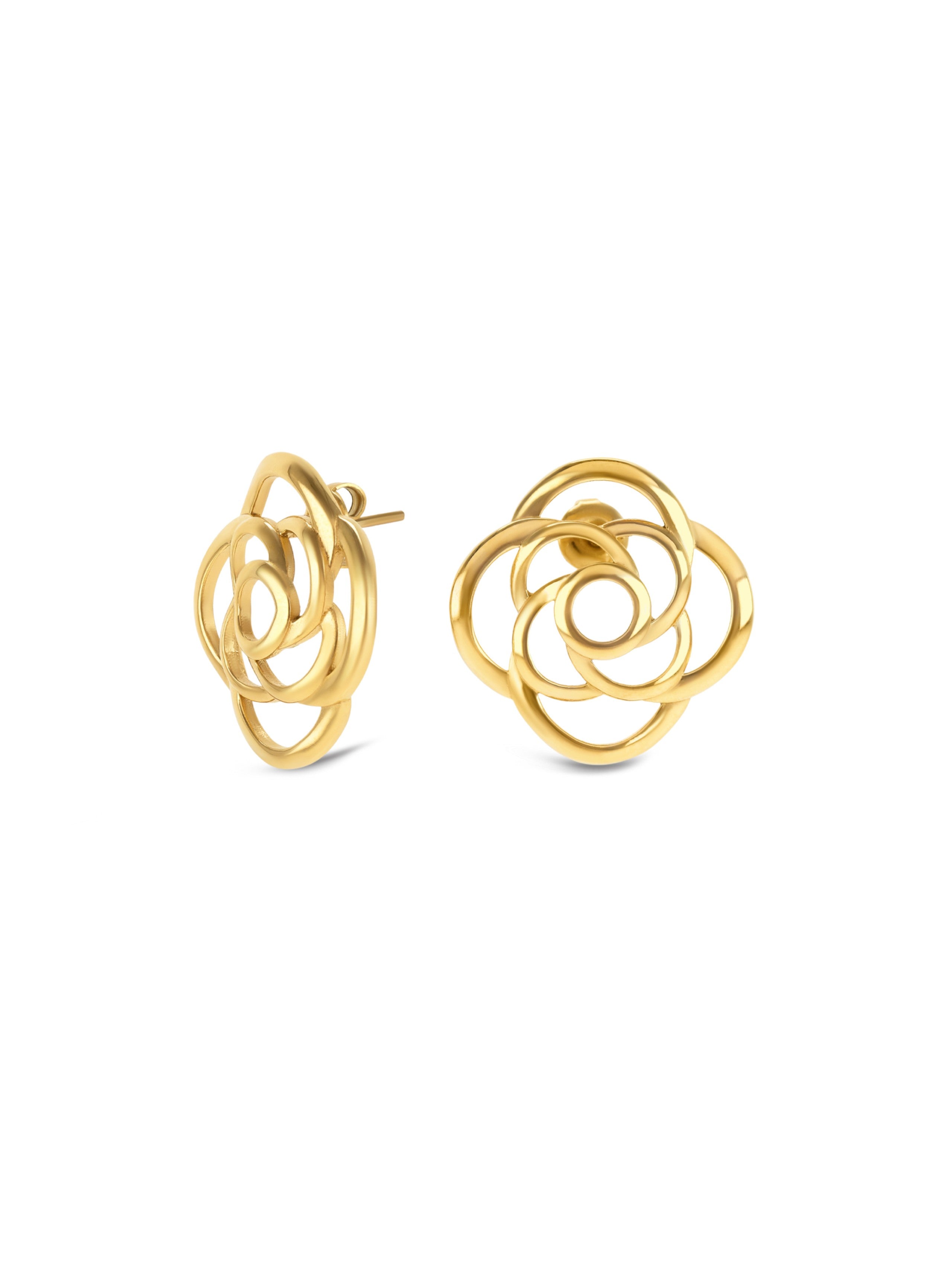 Ana Joalheiros - Brincos Dourados - Brincos One Rose Blossom Golden OJRE01D