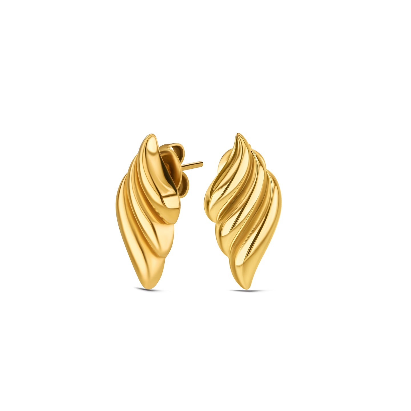 Ana Joalheiros - Brincos Dourados - Brincos One Wave Golden OJEEP61G Onda
