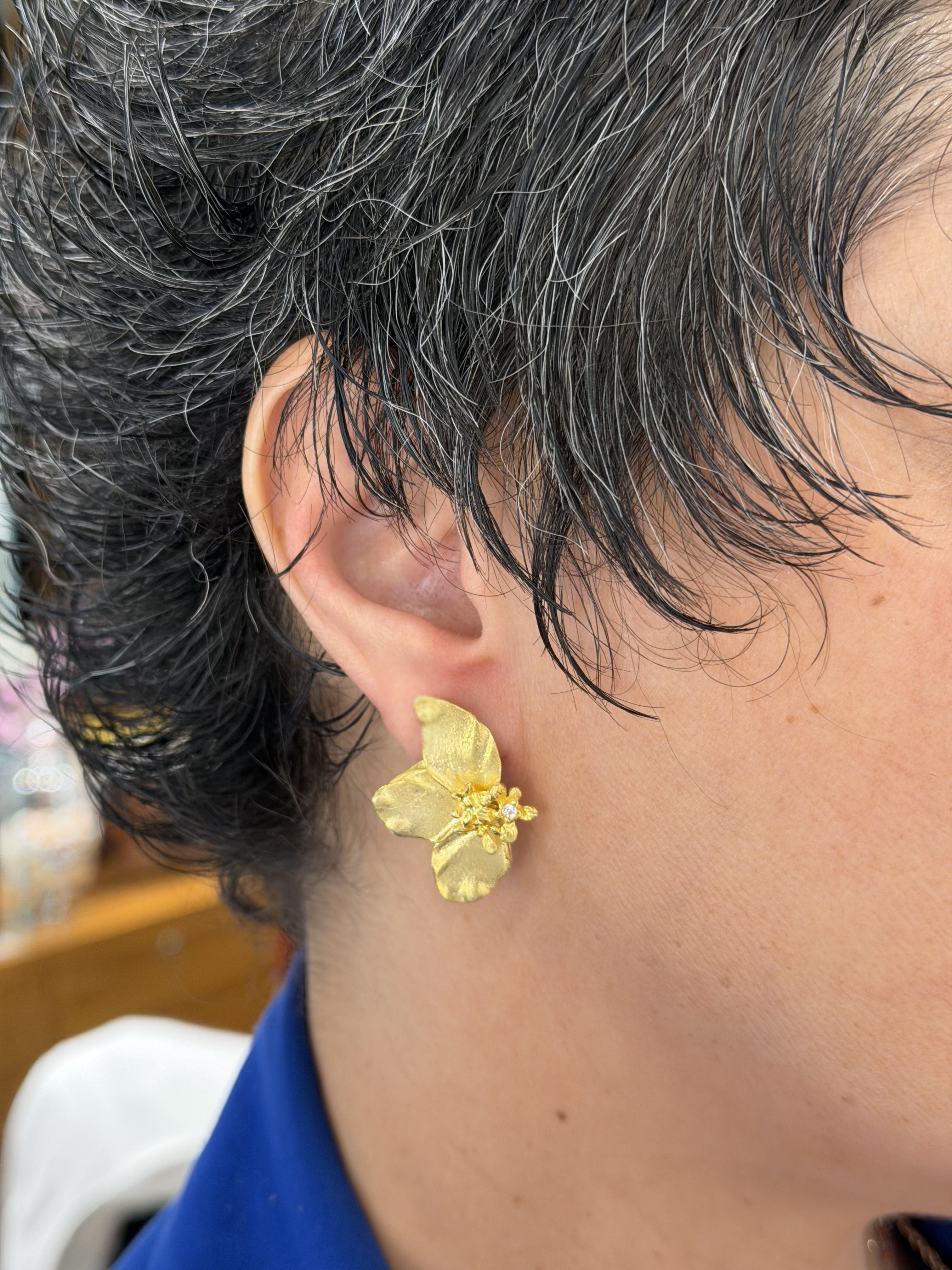 Ana Joalheiros - Brincos em Prata - Brincos Dourados Ana Joalheiros Primavera brincos na orelha BR14278-D