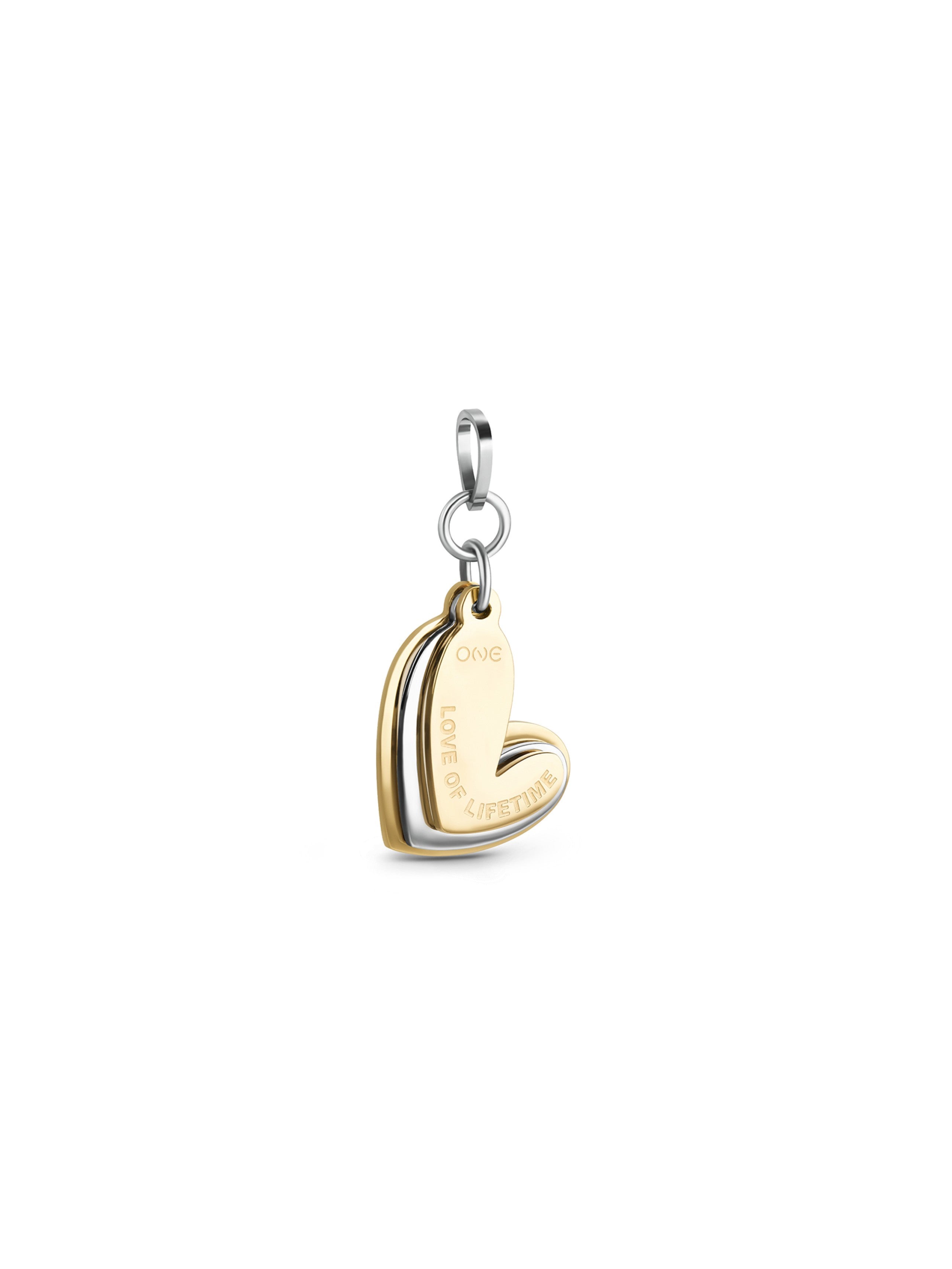 Ana Joalheiros - Peças One - Charm One Charm One Energy Love of Life Time Bicolor OJEBC754 Coração