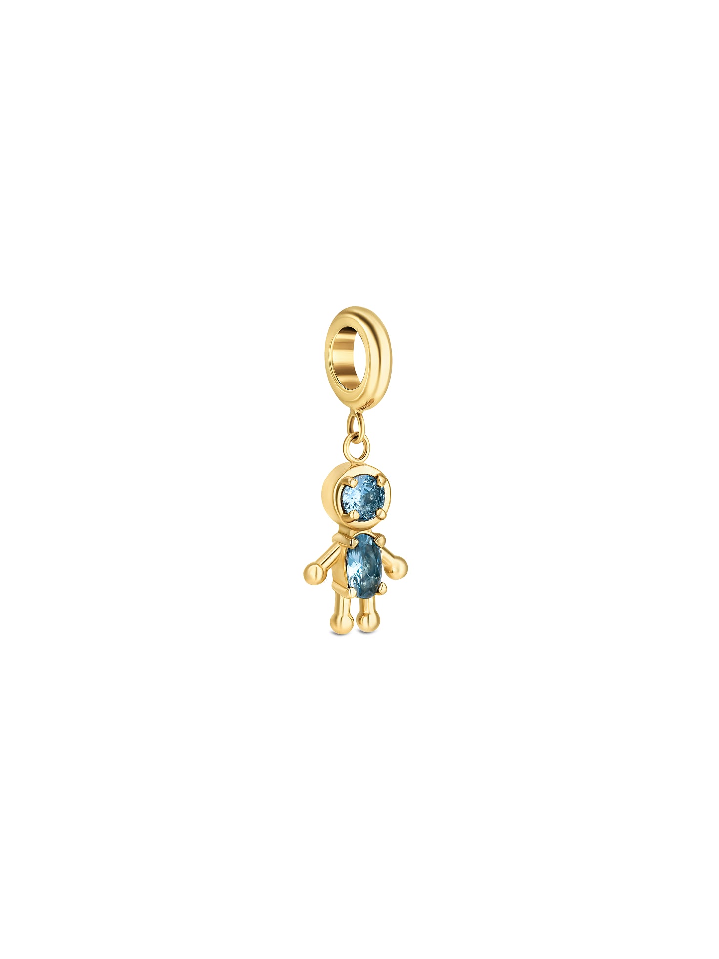 Ana Joalheiros - Peças One - Charm One Energy Blue Boy Crystal Golden OJEBC784 Menino