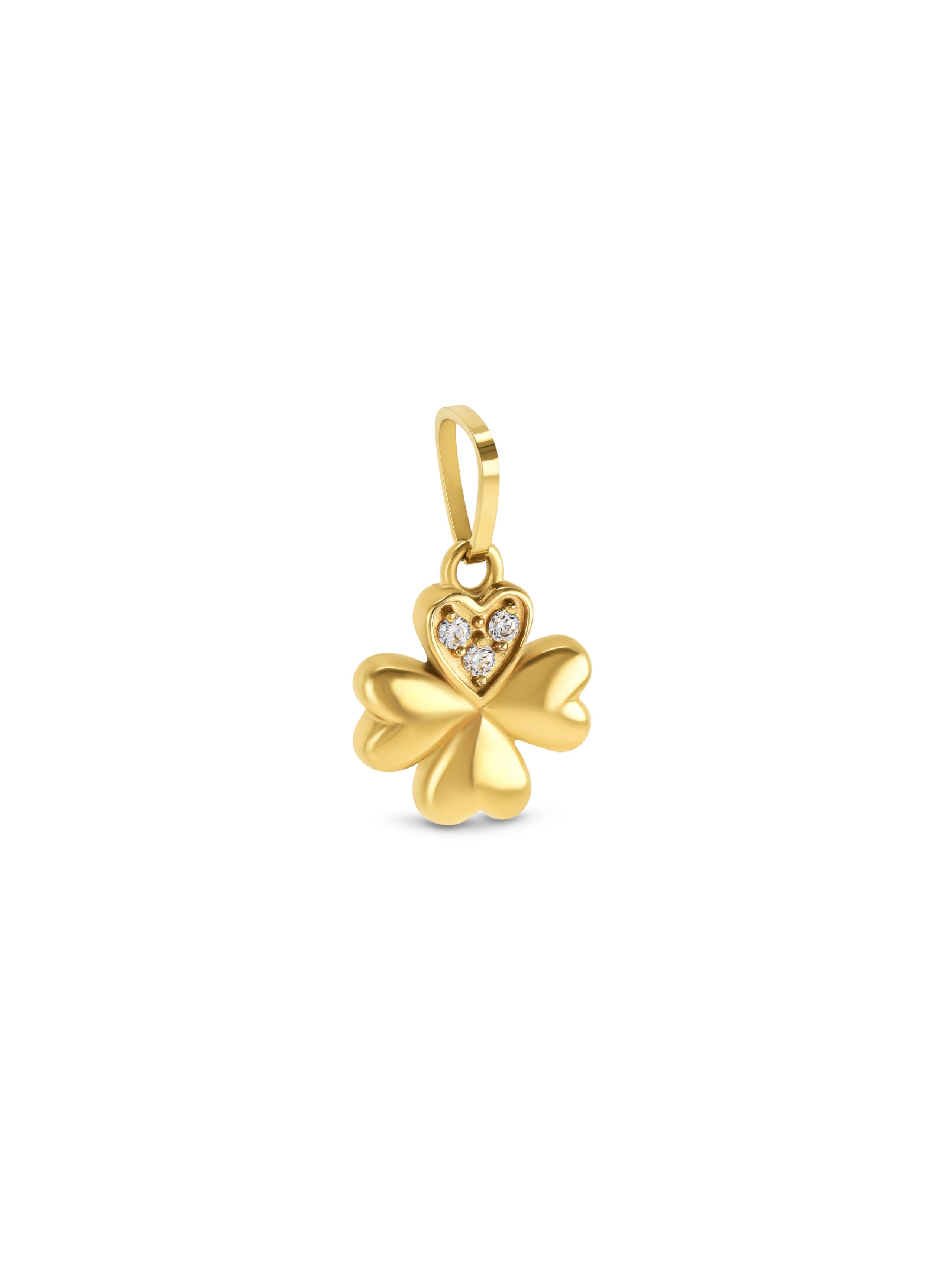 Ana Joalheiros - Peças One - Charm One Energy Lucky Crystal Golden OJEBC721 Trevo