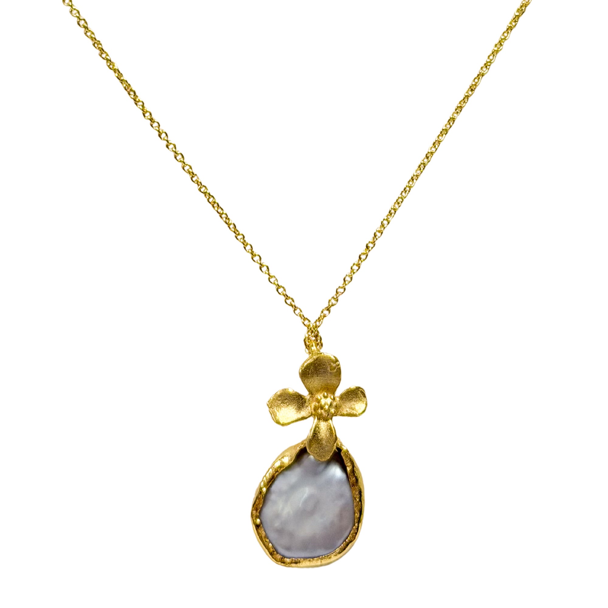 Ana Joalheiros - Colares Pérola - Colar Dourado Ana Joalheiros Flor de Oliveira CL17655-D