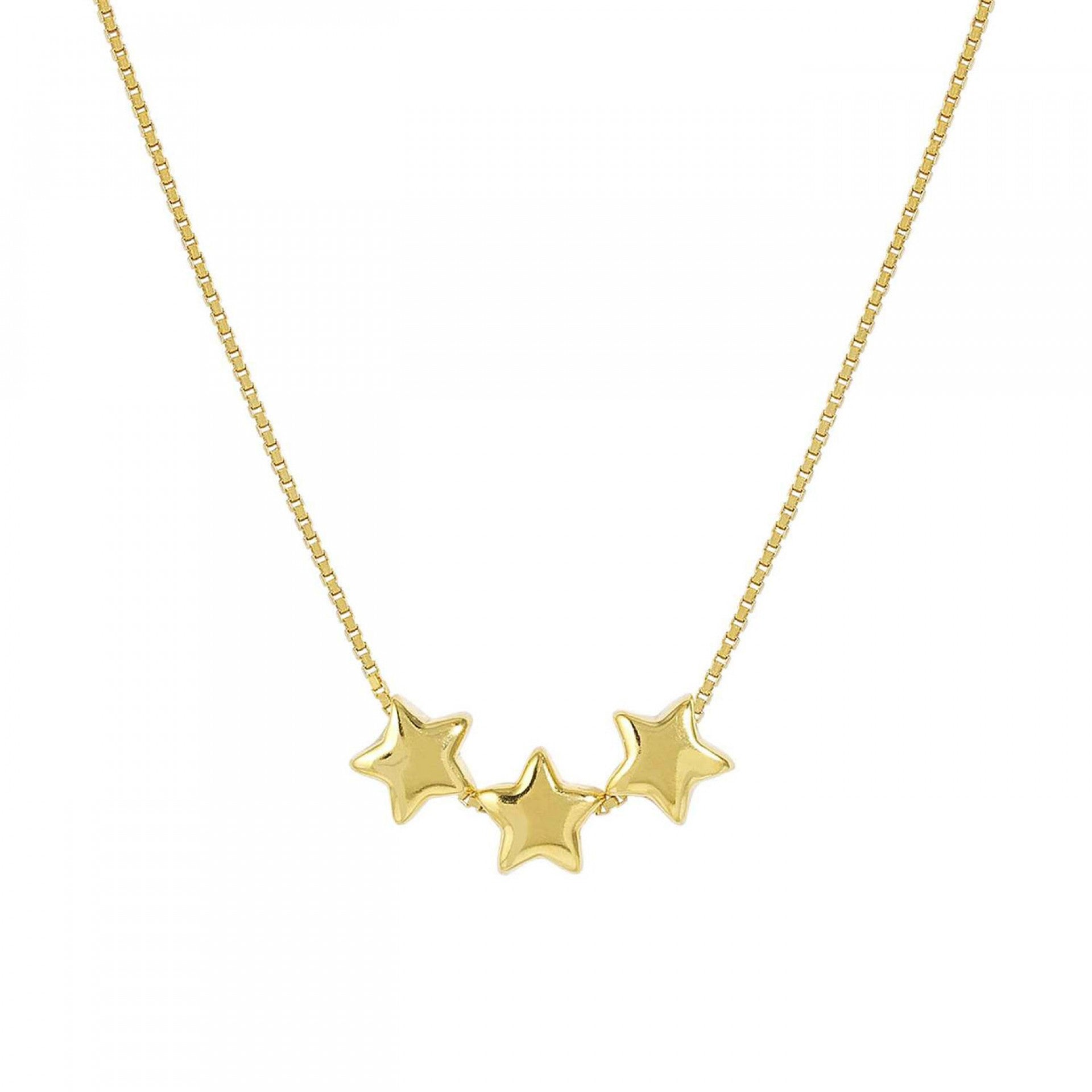 Ana Joalheiros - Colares dourados - Colar dourado com 3 estrelas em prata Nomination Armonica