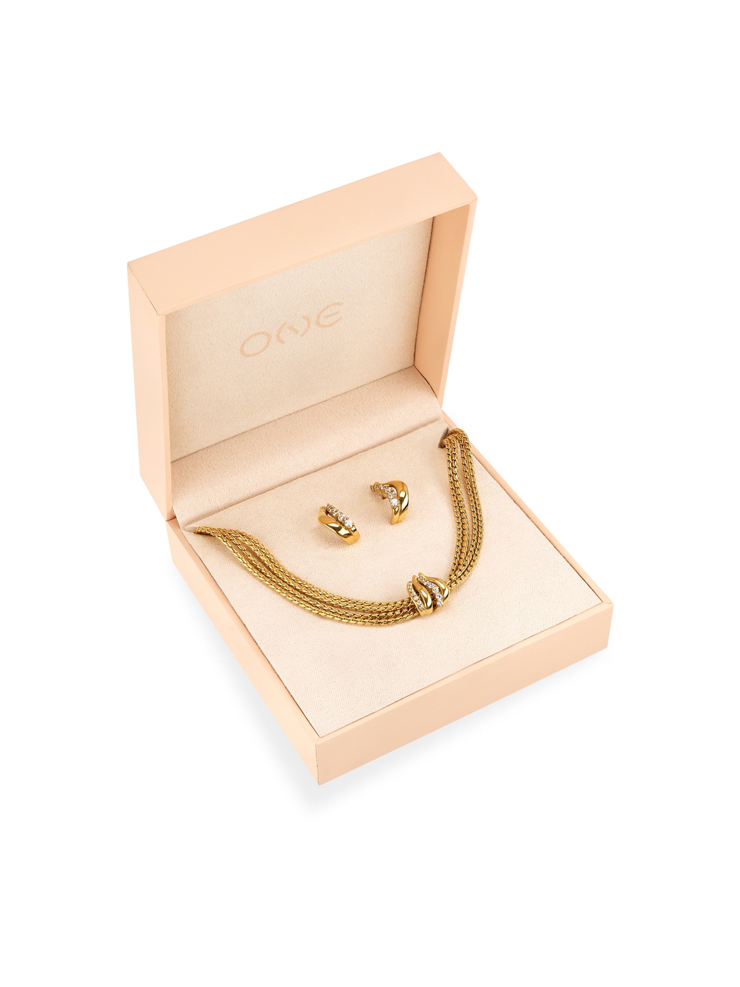 Ana Joalheiros - Colares Dourados - Colar OJSET15G Dourado Set Colar & Brincos One Stella Gold Box