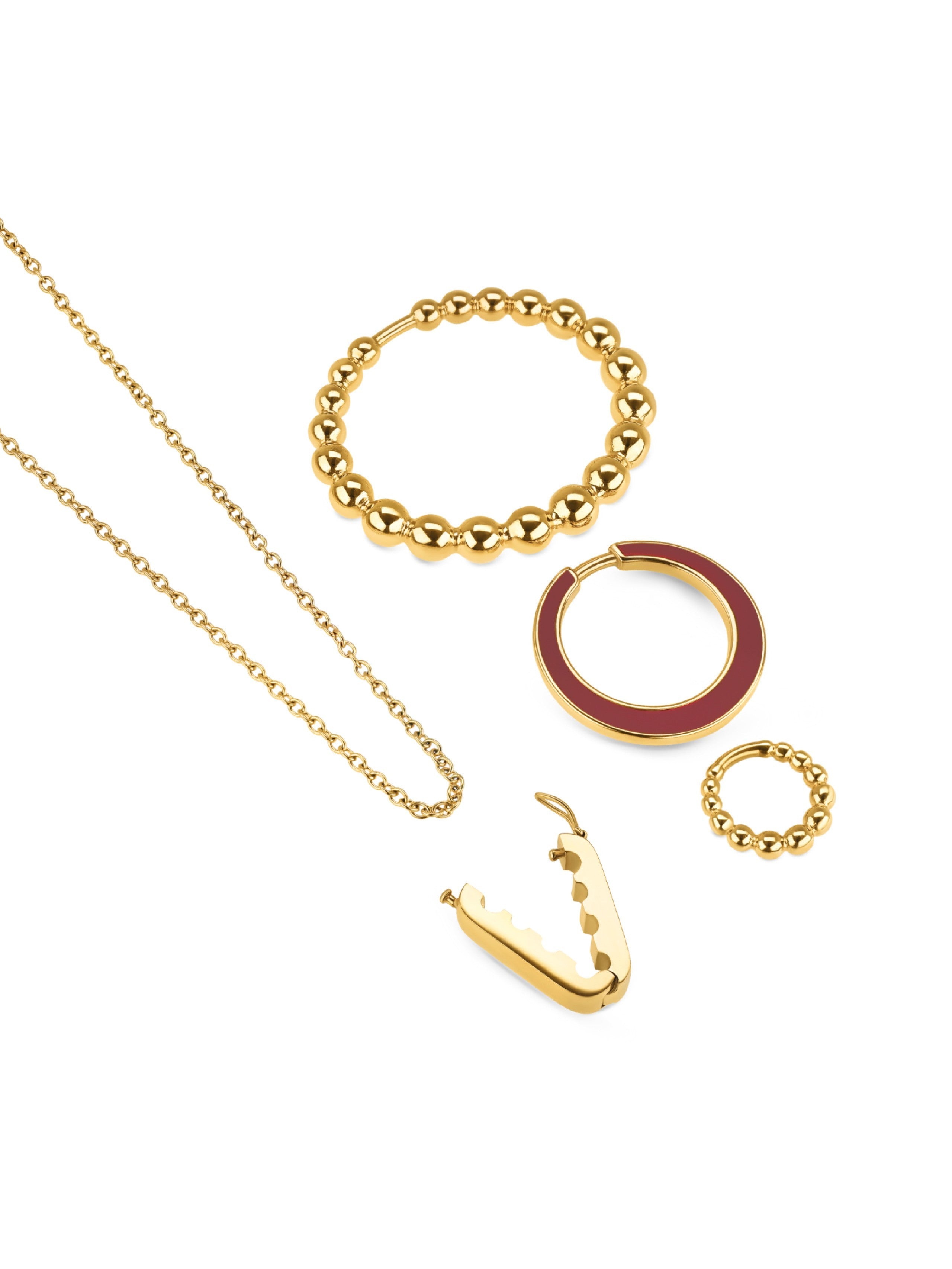Ana Joalheiros - Colares Dourados - Colar Dourado One Colar e Brincos One Senhora Mood Rouge Gold OJSET17G