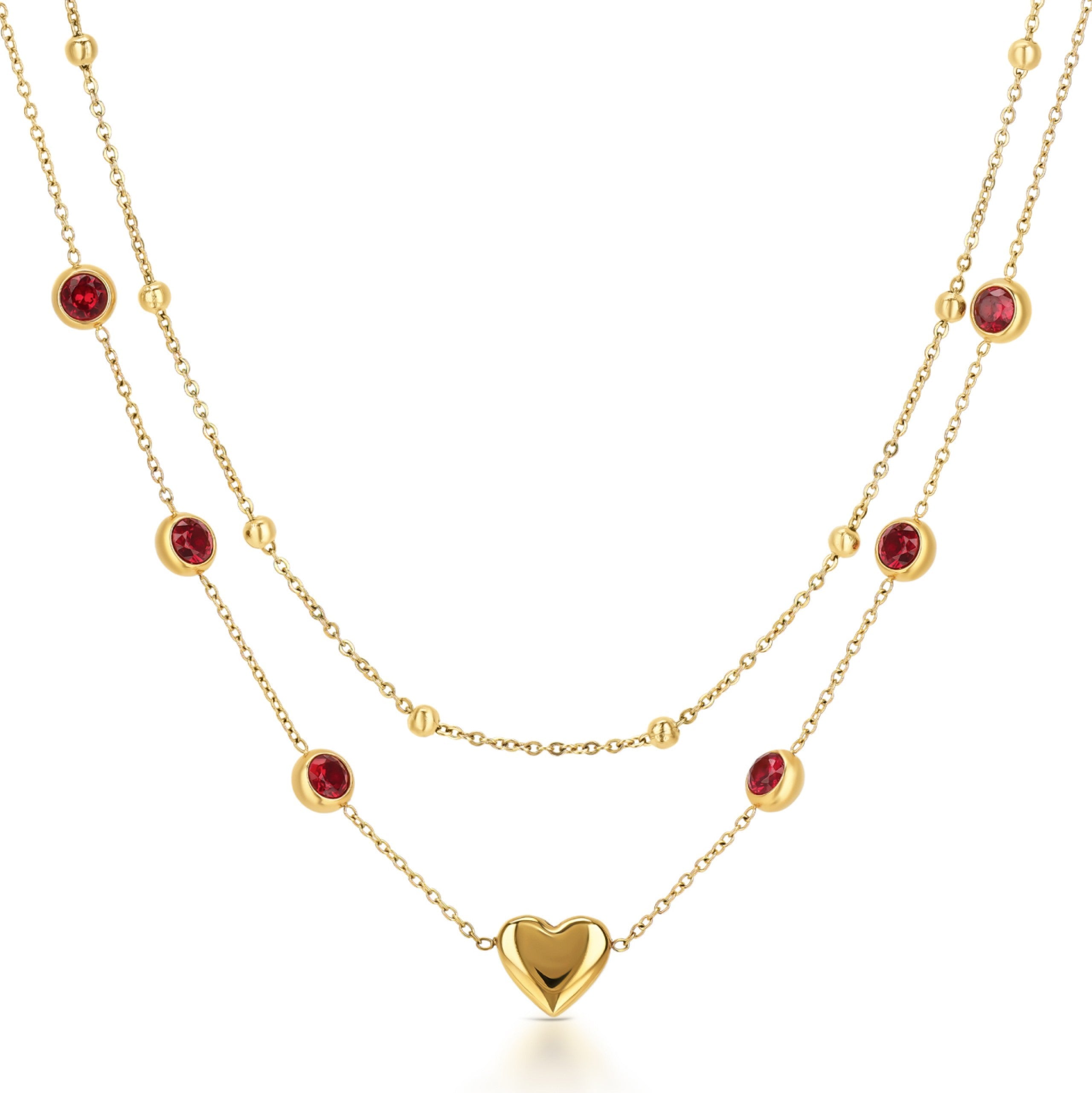 Ana Joalheiros - Colares Dourados - Colar Dourado One Colares One Senhora Red Spark OJSET19G Coração