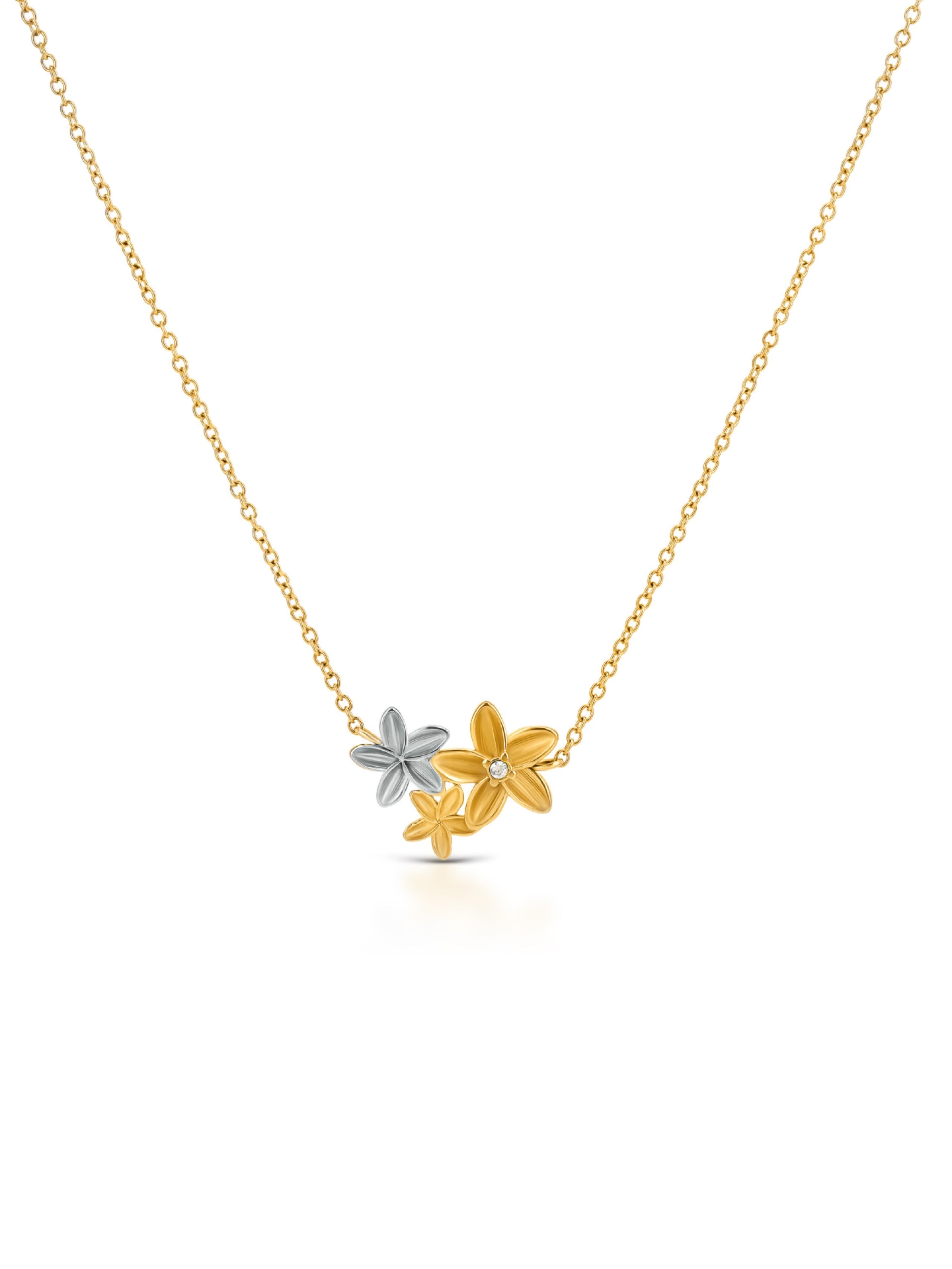Ana Joalheiros - Colares Dourados - Colar Dourado One Fleur Bicolor OJPFN01SG