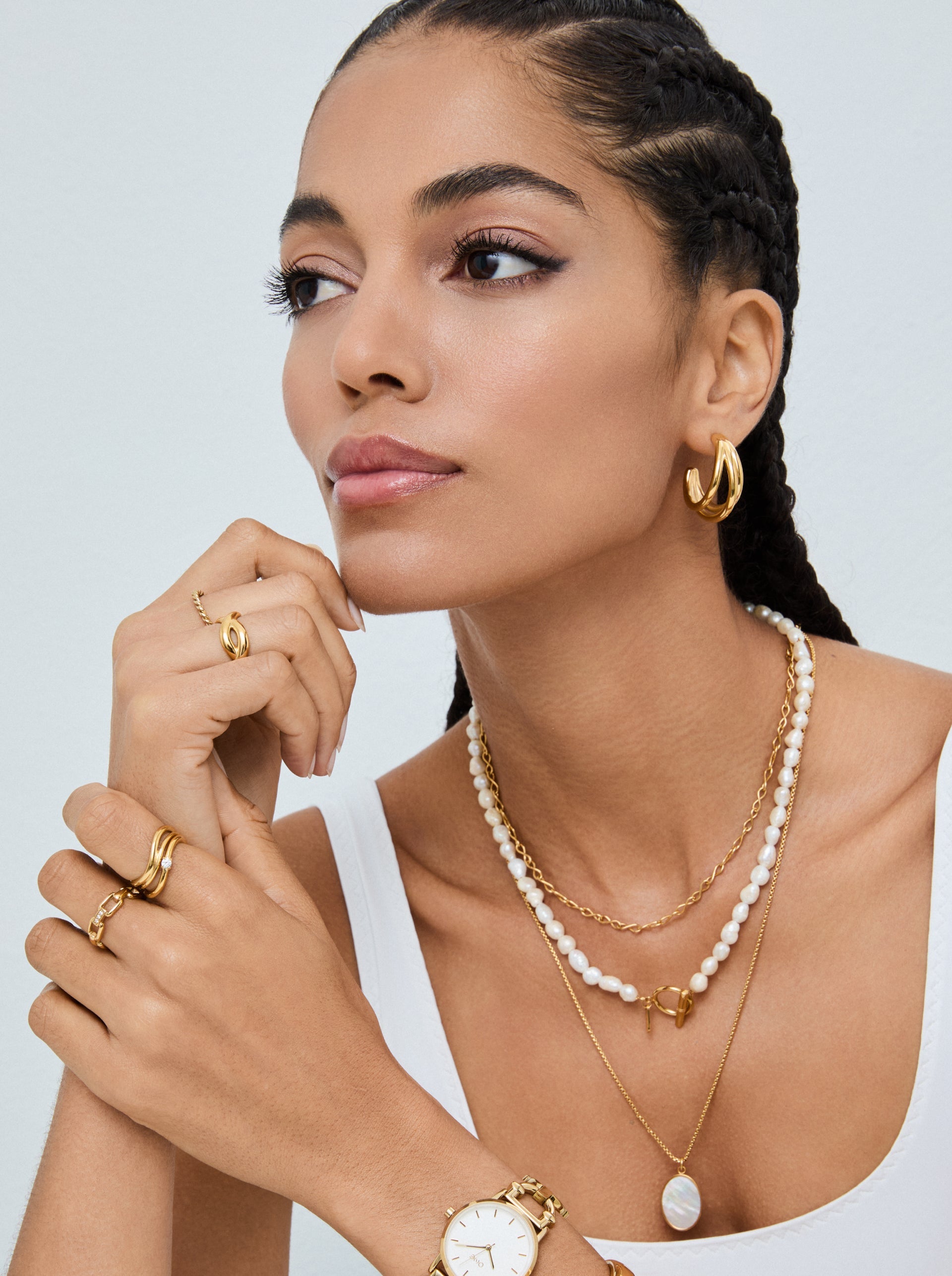Ana Joalheiros - Colares Dourados - Colar Dourado One Neckmess Aura Golden OJNN53G pescoço