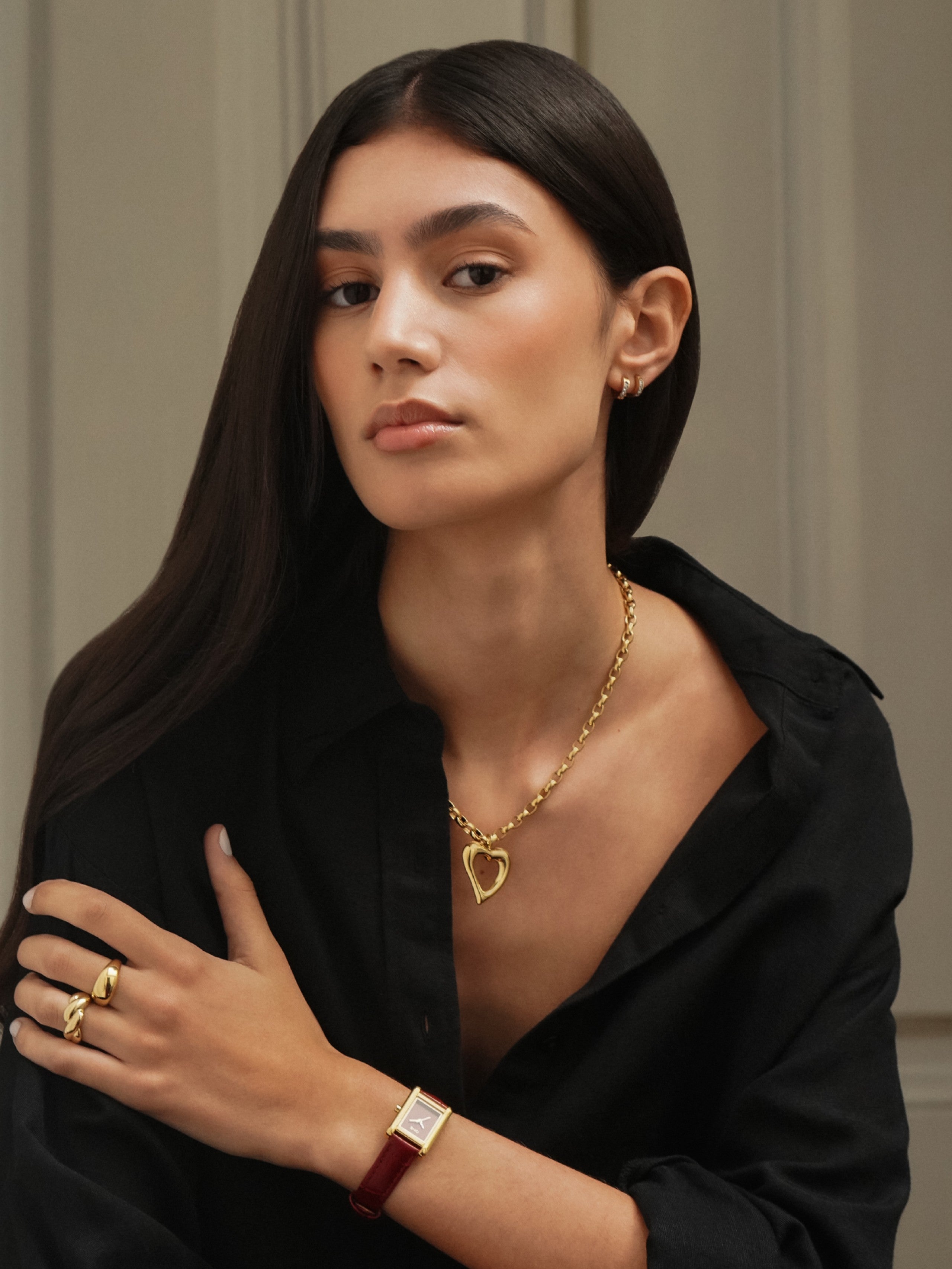 Ana Joalheiros - Colar Coração - Colar One Neckmess Monumental Golden OJNN69G Coração