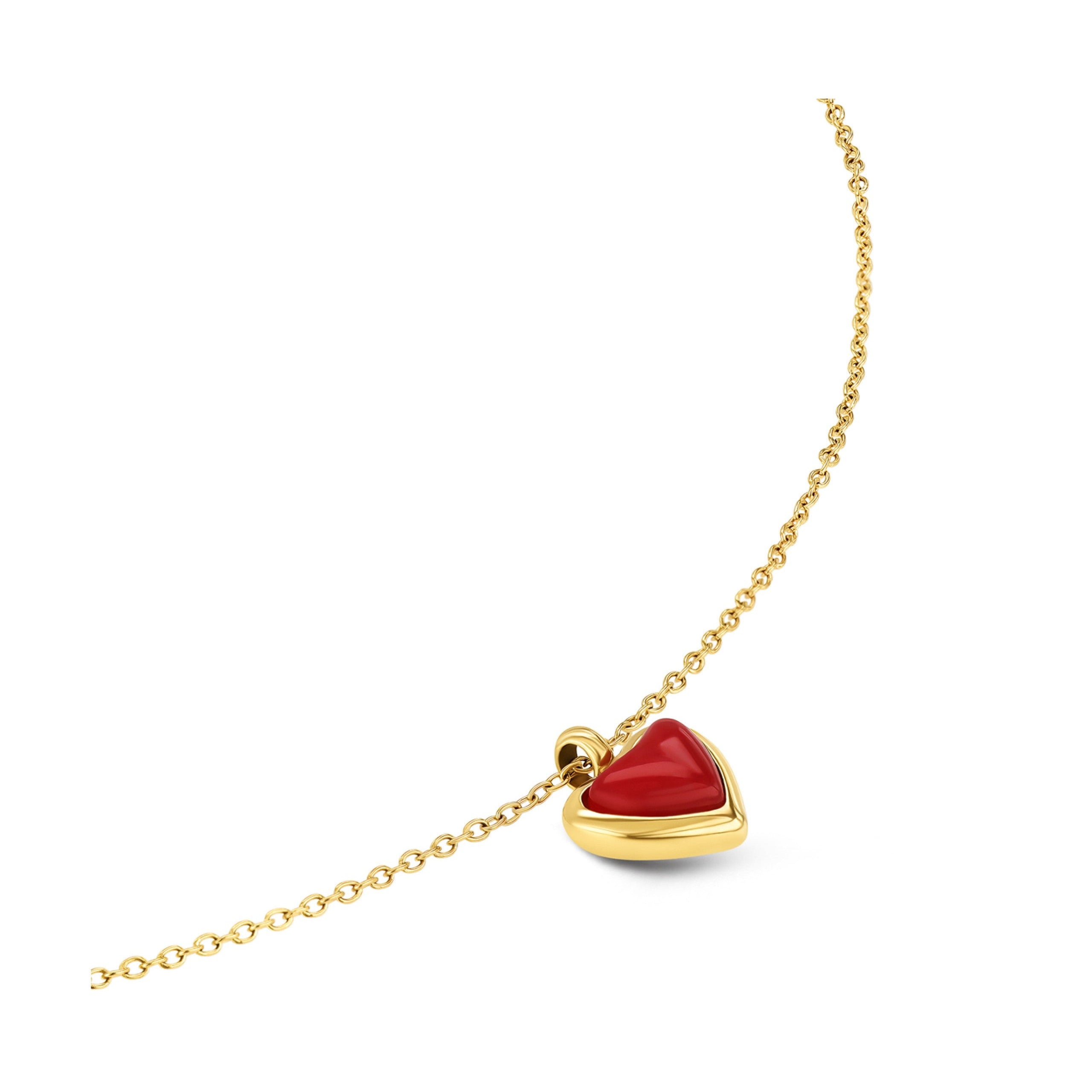 Ana Joalheiros - Colares Dourados - Colar Dourado One Red Flame Golden OJRDN01G Coração